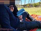 French Teacher Handjob Amateur on public park to student with Cumshot - MissCreamy